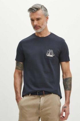 Medicine tricou din bumbac barbati, culoarea albastru marin, cu imprimeu