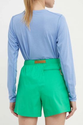 The North Face pantaloni scurți outdoor Class V culoarea verde, neted, high waist, NF0A81VWPO81