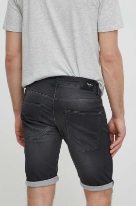 Pepe Jeans pantaloni scurti jeans SLIM GYMDIGO SHORT barbati, culoarea negru, PM801075XG7