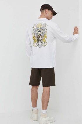 Volcom longsleeve din bumbac culoarea alb, modelator