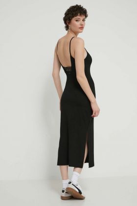 Superdry rochie culoarea negru, midi, mulata