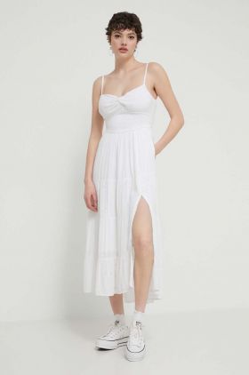 Hollister Co. rochie culoarea alb, maxi, evazati