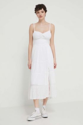 Hollister Co. rochie culoarea alb, maxi, evazati