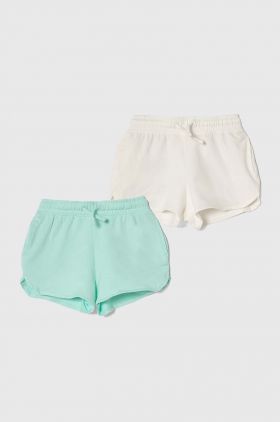 zippy pantaloni scurți din bumbac pentru copii 2-pack culoarea turcoaz, neted, talie reglabila