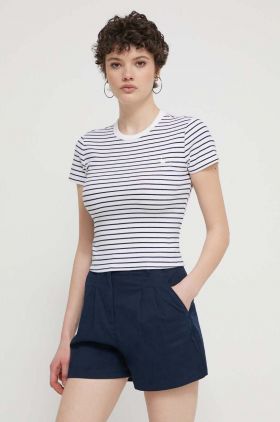 Abercrombie & Fitch tricou femei, culoarea albastru marin