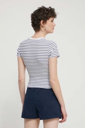 Abercrombie & Fitch tricou femei, culoarea albastru marin