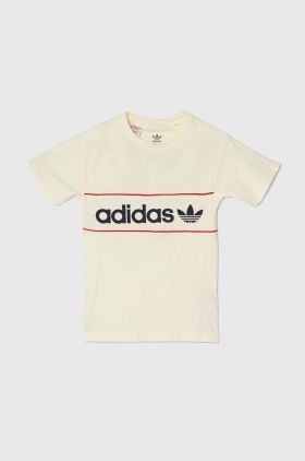 adidas Originals tricou de bumbac pentru copii culoarea bej, modelator