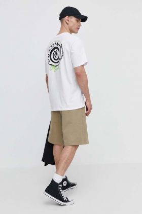 Volcom tricou din bumbac barbati, culoarea alb, cu imprimeu