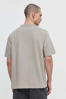 Abercrombie & Fitch tricou din bumbac barbati, culoarea bej, cu imprimeu