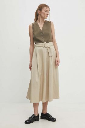 Answear Lab fusta culoarea bej, midi, evazati
