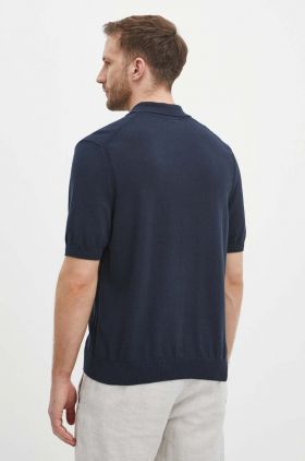 BOSS Orange tricou polo bărbați, culoarea bleumarin, uni, 50514223