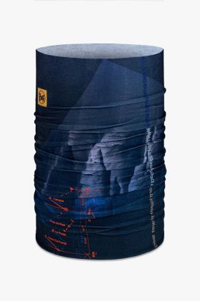 Buff fular împletit Original EcoStretch culoarea bleumarin, cu model, 132828