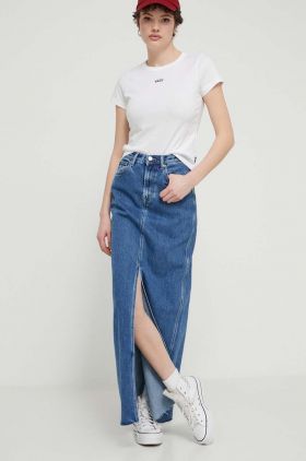 Tommy Jeans fustă din denim maxi, drept, DW0DW17673