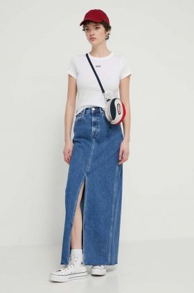 Tommy Jeans fustă din denim maxi, drept, DW0DW17673