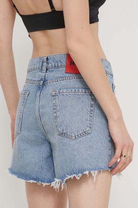 HUGO pantaloni scurți jeans femei, uni, high waist, 50513761