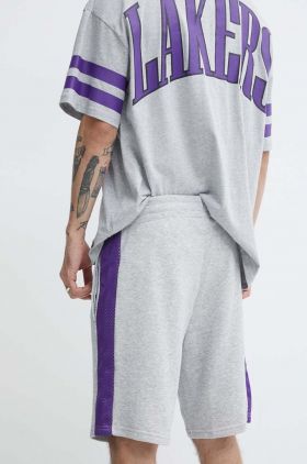 New Era pantaloni scurti barbati, culoarea gri, LOS ANGELES LAKERS