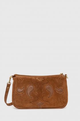 Pepe Jeans poseta de piele WEST ANGIE culoarea maro, PL031534