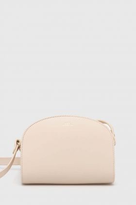 A.P.C. poseta de piele sac demi-lune mini culoarea bej, PXAWV-F61392