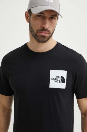 The North Face tricou din bumbac M S/S Fine Tee barbati, culoarea negru, cu imprimeu, NF0A87NDJK31