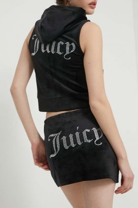 Juicy Couture fustă de catifea culoarea negru, mini, creion