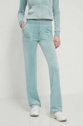 Juicy Couture pantaloni de trening din velur culoarea verde, cu imprimeu