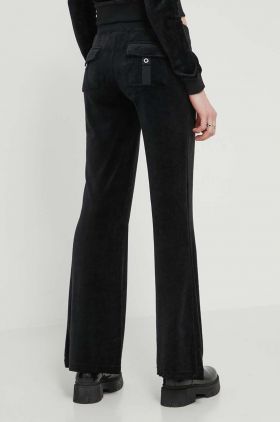 Juicy Couture pantaloni de trening din velur culoarea negru, cu imprimeu