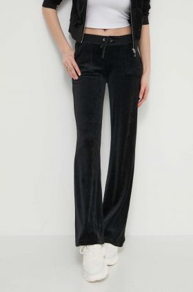 Juicy Couture pantaloni de trening din velur culoarea negru, neted