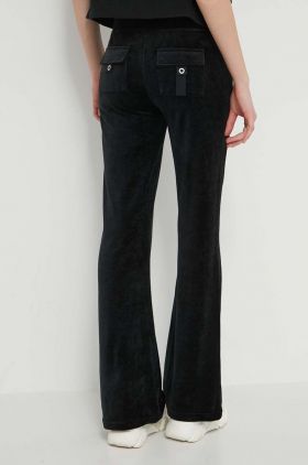 Juicy Couture pantaloni de trening din velur culoarea negru, neted