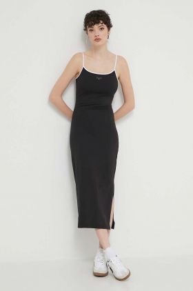 Tommy Jeans rochie culoarea negru, midi, mulată, DW0DW17952