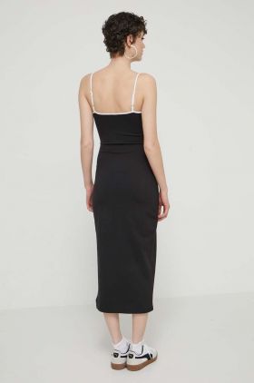 Tommy Jeans rochie culoarea negru, midi, mulată, DW0DW17952