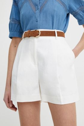 MICHAEL Michael Kors pantaloni scurti din in culoarea bej, neted, high waist