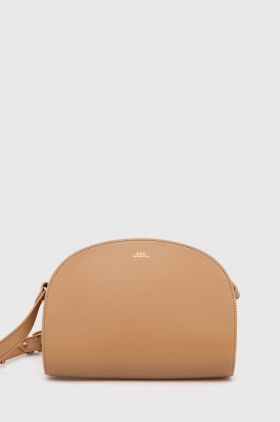 A.P.C. poseta de piele sac demi-lune culoarea bej, PXAWV-F61048