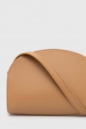 A.P.C. poseta de piele sac demi-lune culoarea bej, PXAWV-F61048