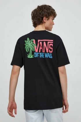 Vans tricou din bumbac barbati, culoarea negru, cu imprimeu