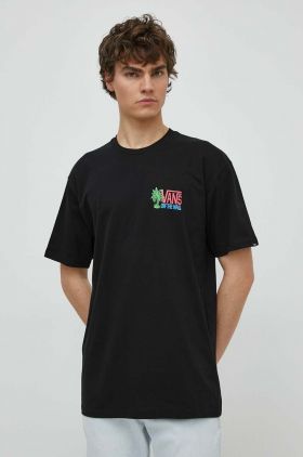 Vans tricou din bumbac barbati, culoarea negru, cu imprimeu