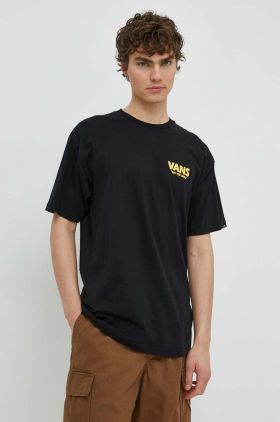 Vans tricou din bumbac barbati, culoarea negru, cu imprimeu