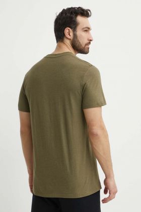 Fjallraven tricou Hemp Blend barbati, culoarea verde, cu imprimeu, F12600215