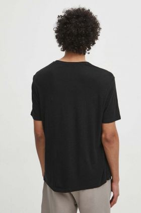 Medicine tricou de in barbati, culoarea negru, neted