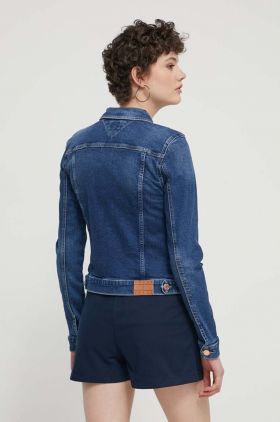 Tommy Jeans geacă din denim femei, culoarea bleumarin, de tranziție, DW0DW17959