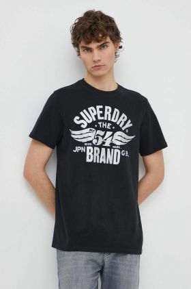 Superdry tricou barbati, culoarea negru, cu imprimeu