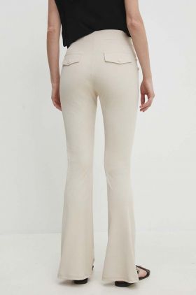 Answear Lab pantaloni femei, culoarea bej, evazati, high waist