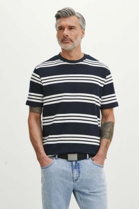 Medicine tricou din bumbac barbati, culoarea albastru marin, modelator