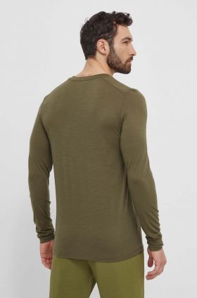 Fjallraven longsleeve din lana Abisko Wool culoarea verde, neted, F87194