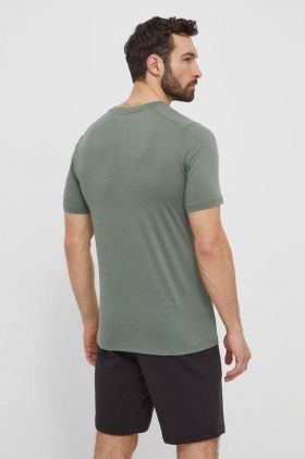 Fjallraven tricou de lana Abisko Wool Logo culoarea verde, neted, F86977