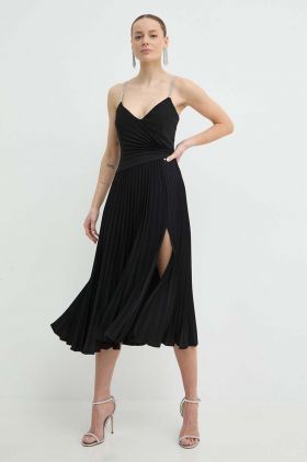 Nissa rochie culoarea negru, midi, evazați, RS14816