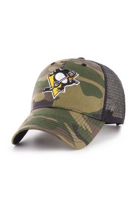 47brand sapca NHL Pittsburgh Penguins culoarea verde, modelator, H-CBRAN15GWP-CM