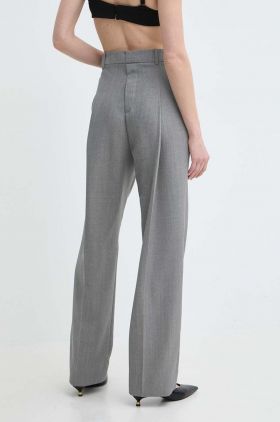 Victoria Beckham pantaloni de lână culoarea gri, fason chinos, high waist, 1224WTR005385A