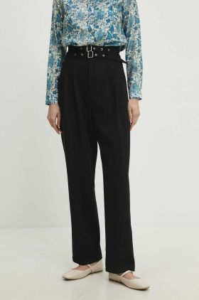 Answear Lab pantaloni femei, culoarea negru, lat, high waist