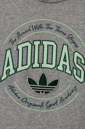 adidas Originals bluza copii culoarea gri, cu glugă, melanj