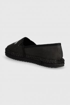 Tommy Jeans espadrile TJW VARSITY ESPADRILLE culoarea negru, EN0EN02470